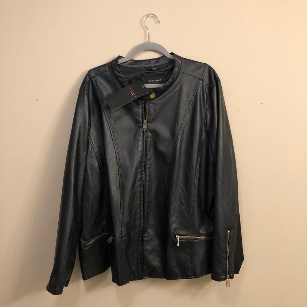 THERAPY // Black Leather Bomber